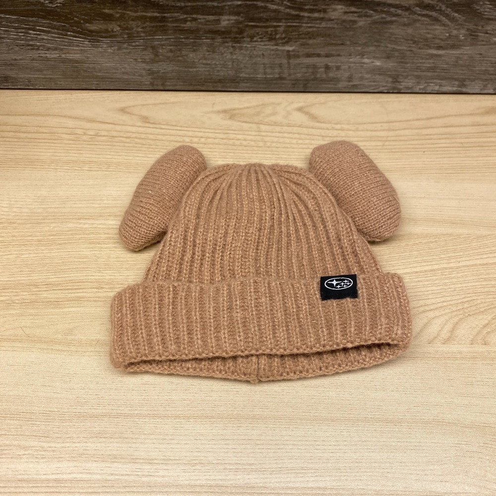 Subaru Hat Cap Beanie Girls Kids Tan‎ Knit Bear Ears Automotive Car Promo Winter